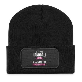 Handball super pouvoir femme - Beanie recyclé à patch - noir - Devant