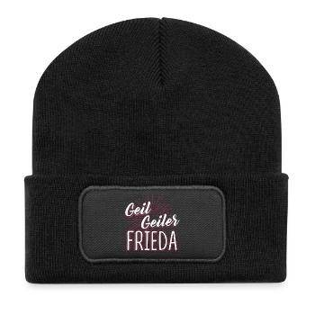 FRIEDA - Geil - Recycelte Patch Beanie - Schwarz - Vorne