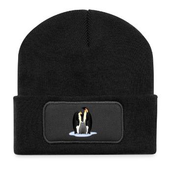 Pinguin Familile - Recycelte Patch Beanie - Schwarz - Vorne