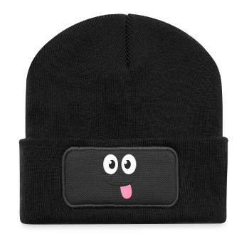 FRECHES GESICHT - Lustiges Comic Geschenk Shirts - Recycelte Patch Beanie - Schwarz - Vorne
