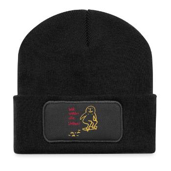 Wir werden alle sterben! - Recycelte Patch Beanie - Schwarz - Vorne