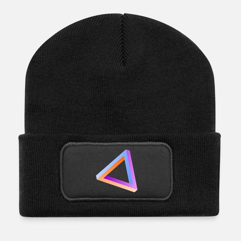 Unmögliches Dreieck optische Täuschung - Recycelte Patch Beanie - Schwarz