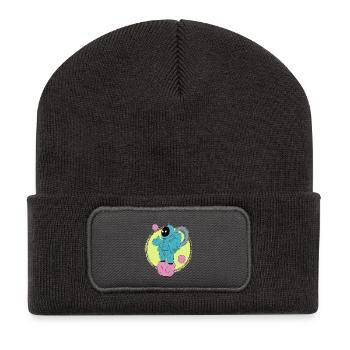 Der gute Astronaut läuft - Recycelte Patch Beanie - Dunkelgrau - Vorne