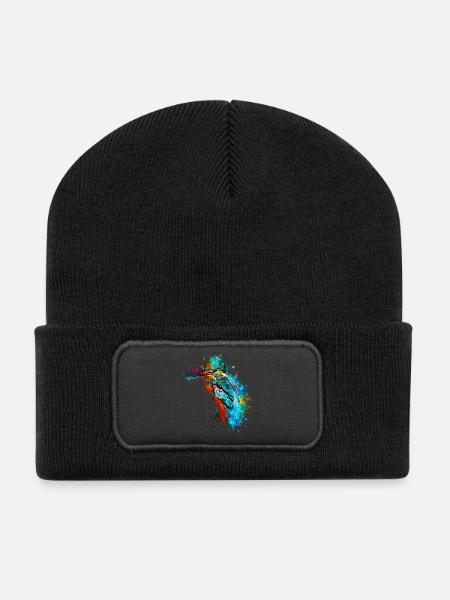gxp eisvogel kingfisher wasserfarben spritzer - Recycelte Patch Beanie - Schwarz