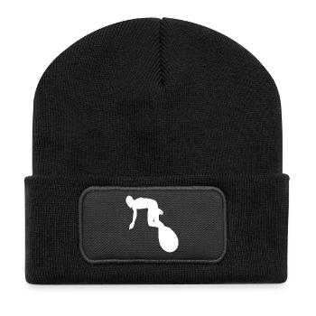 Surfing Surfer Surfboard Wellenreiten Wellenreiter - Recycelte Patch Beanie - Schwarz - Vorne