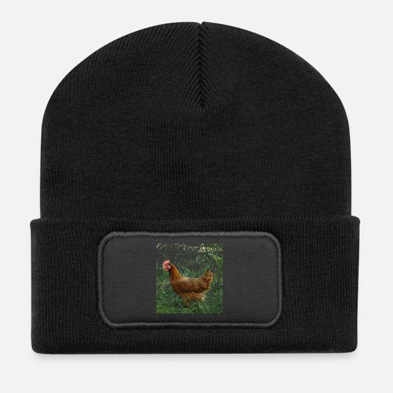 Huhn - Recycelte Patch Beanie - Schwarz