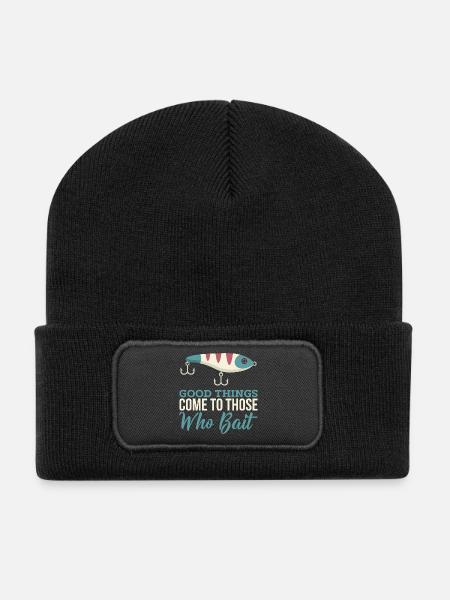 Raubfischangeln Spruch - Sportfischer - Wobbler - Recycelte Patch Beanie - Schwarz