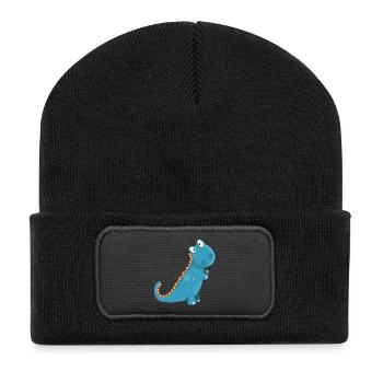 Lustiger Kleiner Dino I Jungen Kinder Geschenk - Recycelte Patch Beanie - Schwarz - Vorne