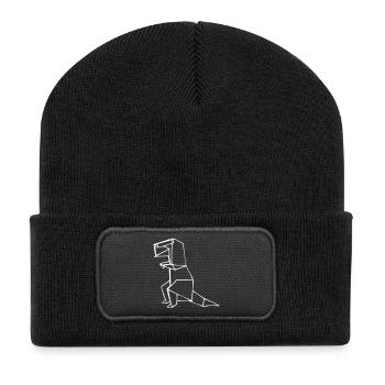 Dino Rex - T-Rex - Origami - Beanie recyclé à patch - noir - Devant