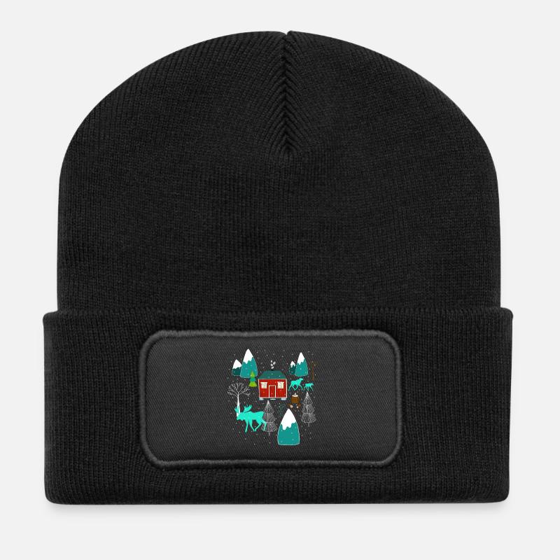 Weihnachten Elch I Geschenk Winterstimmung - Recycelte Patch Beanie - Schwarz
