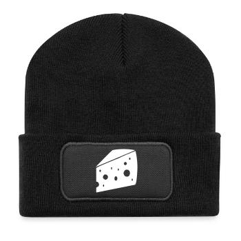 gros morceau de fromage avec des trous - Beanie recyclé à patch - noir - Devant