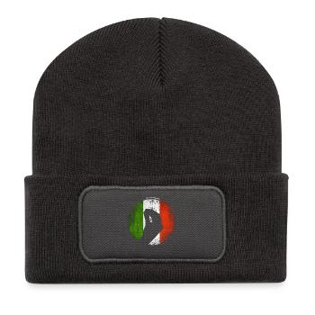 Drapeau italien avec un geste typique de la main - Beanie recyclé à patch - charbon - Devant