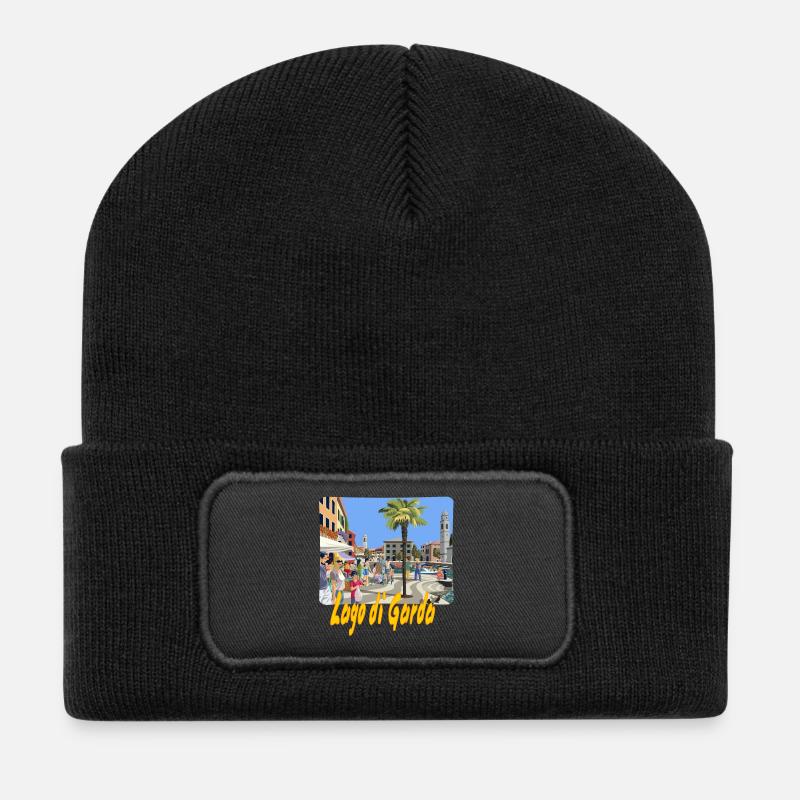 Lago di Garda - Recycelte Patch Beanie - Schwarz