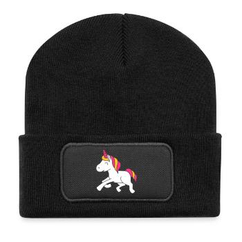 Glückliches Baby Einhorn - Happy Baby Unicorn - Beanie recyclé à patch - noir - Devant