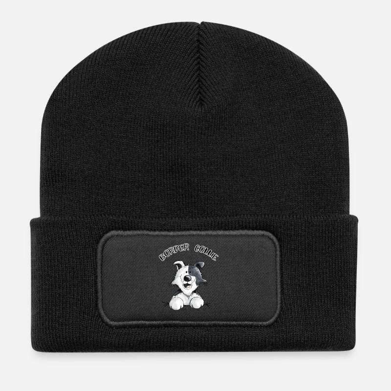 Abenteuerlustiger Border Collie - Recycelte Patch Beanie - Schwarz