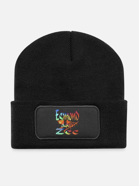 Egmond aan Zee Holland - Recycelte Patch Beanie - Schwarz