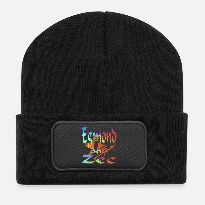 Egmond aan Zee Holland - Recycelte Patch Beanie - Schwarz