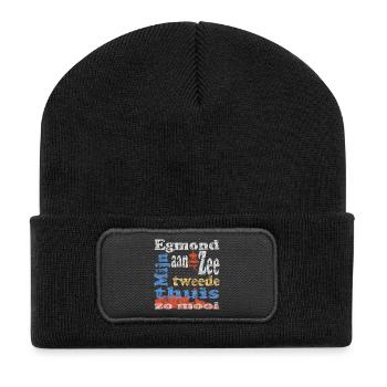 Egmond aan Zee Holland - Recycelte Patch Beanie - Schwarz - Vorne
