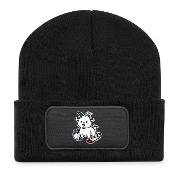 Unicorn DIY Kawaii Mignonne Capricorne Chèvre - Beanie recyclé à patch - noir - Devant