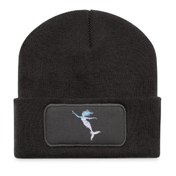 verspielte Meerjungfrau in kühlen Pastellfarben - Recycelte Patch Beanie - Dunkelgrau - Vorne