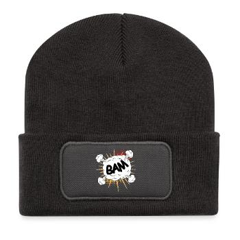 Bam comic fight cloud for your own texts & motifs - Recycled Patch Beanie - dark grey - Front