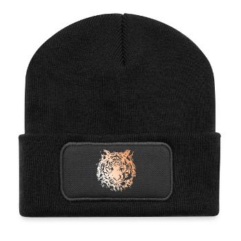 Tiger Illustration Animals Big Cat Symbol Icon - Recycled Patch Beanie - black - Front
