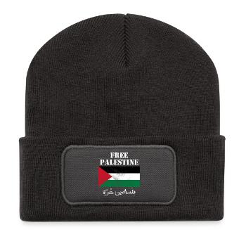 Drapeau de Palestine libre - Beanie recyclé à patch - charbon - Devant