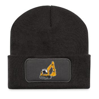 Löffelbagger Ausgräber Bagger - Recycelte Patch Beanie - Dunkelgrau - Vorne