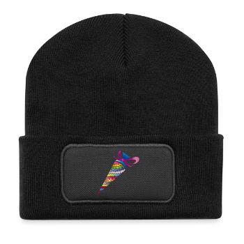 kunterbunte gemusterte Schultüte zur Einschulung - Recycelte Patch Beanie - Schwarz - Vorne