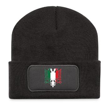Albanie Italie Drapeau - Beanie recyclé à patch - charbon - Devant