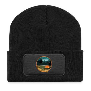 camping sauvagement romantique avec romance de feu de camp - Beanie recyclé à patch - noir - Devant