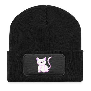 Chaton mignon | Chat | Cadeau - Beanie recyclé à patch - noir - Devant