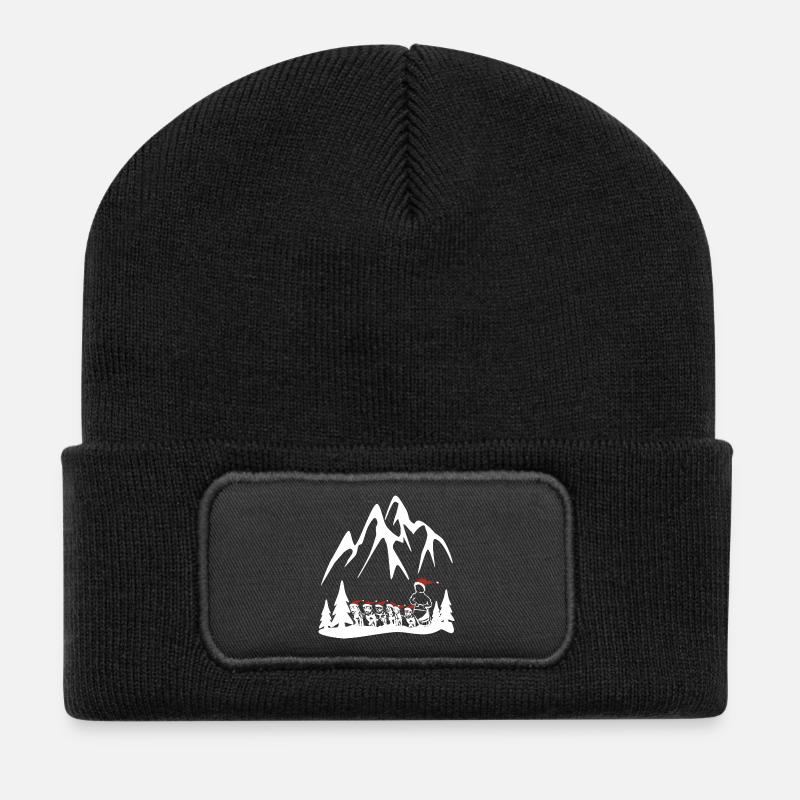 Husky Schlittenhunde zu Weihnachten - Recycelte Patch Beanie - Schwarz