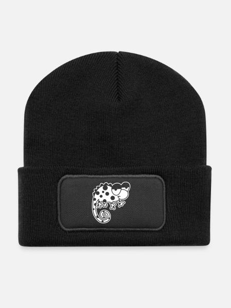 Chamäleon – Farbwechselndes Reptil, stylisch Vinta - Recycelte Patch Beanie - Schwarz