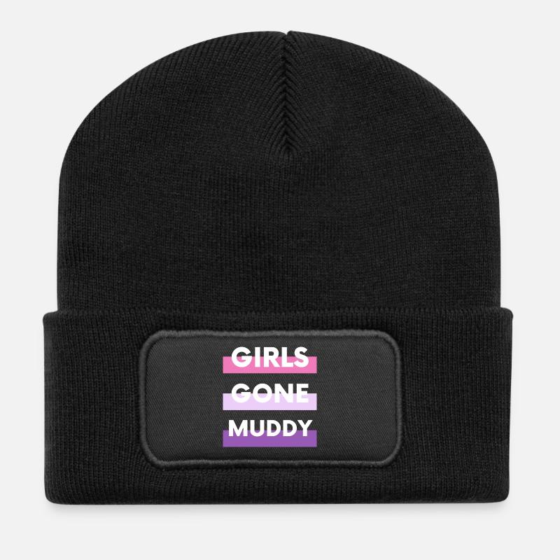 Muddy run shirt mud Matsch Lauf girl Team obstacle - Recycelte Patch Beanie - Schwarz