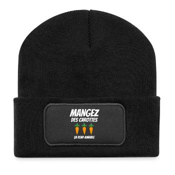 mangez des carottes, aimable - Beanie recyclé à patch - noir - Devant