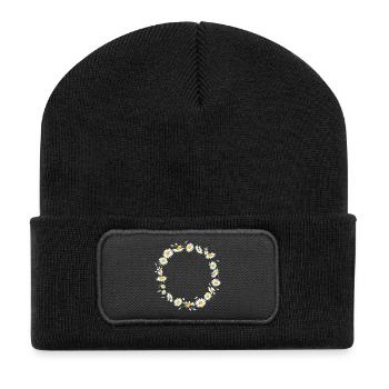 bright chamomile wreath from chamomile flowers - Recycled Patch Beanie - black - Front
