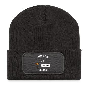 Je peux pas jai encore bricolage - Beanie recyclé à patch - charbon - Devant