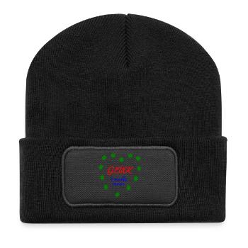 Glück brauchts immer, Kleeblatt - Recycelte Patch Beanie - Schwarz - Vorne