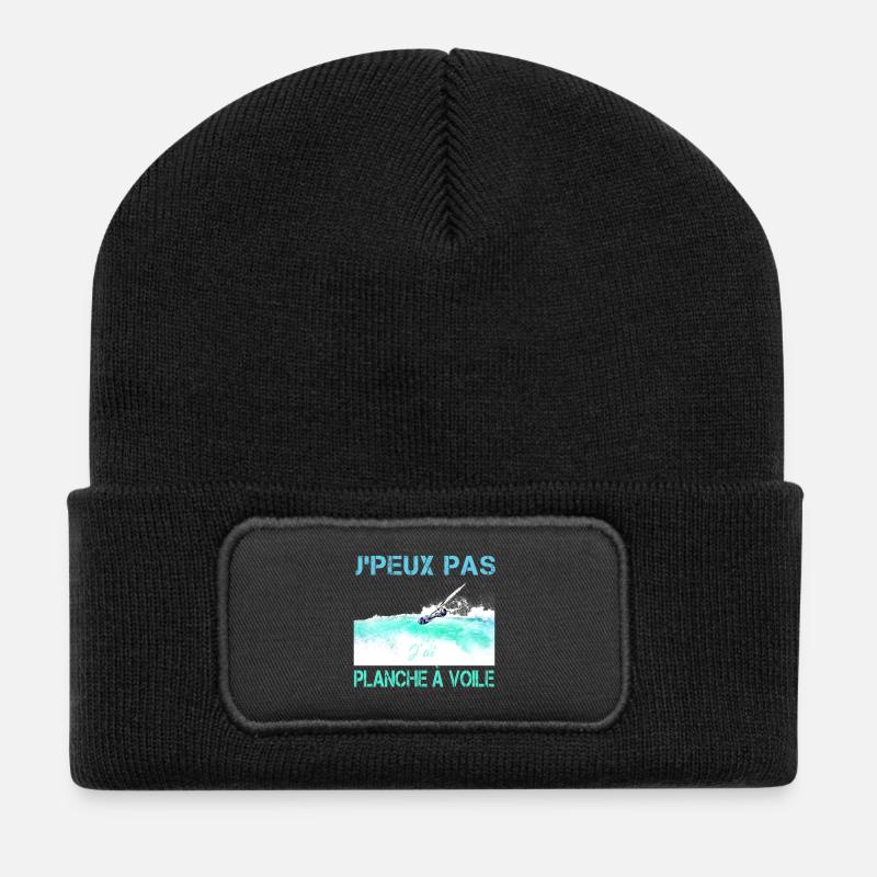 j'peux pas j'ai planche a voile - Beanie recyclé à patch - noir