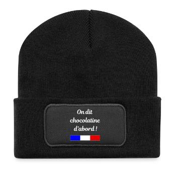 On dit chocolatine d'abord - Beanie recyclé à patch - noir - Devant
