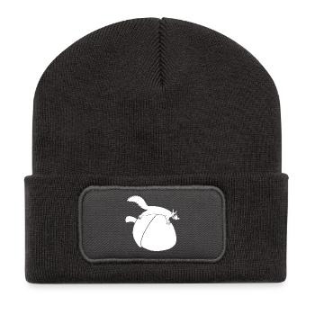 L'écureuil contre le gland (blanc) - Beanie recyclé à patch - charbon - Devant