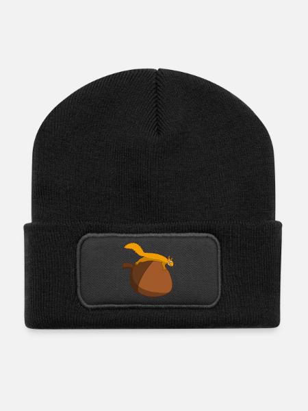 L'écureuil contre le gland - Beanie recyclé à patch - noir