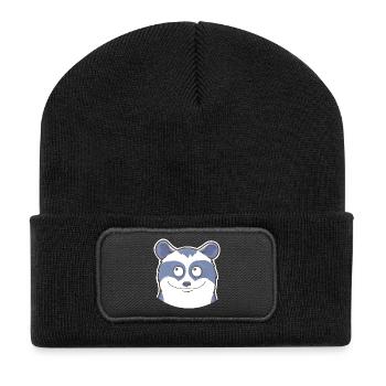 Waschbär - Recycelte Patch Beanie - Schwarz - Vorne