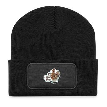 Ei love you - Recycelte Patch Beanie - Schwarz - Vorne