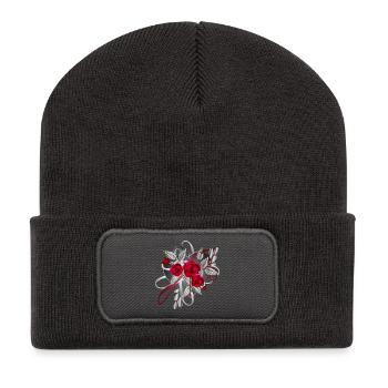 silver Valentine's Day composition with roses - Recycled Patch Beanie - dark grey - Front