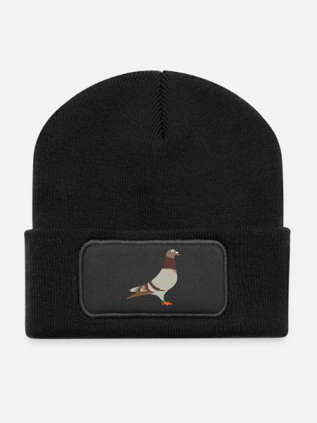 Brieftaube rotbraun - Recycelte Patch Beanie - Schwarz