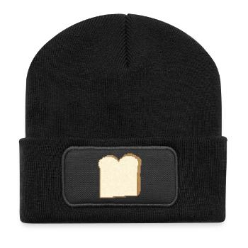 Pixel Toast Brotkunst - Recycelte Patch Beanie - Schwarz - Vorne