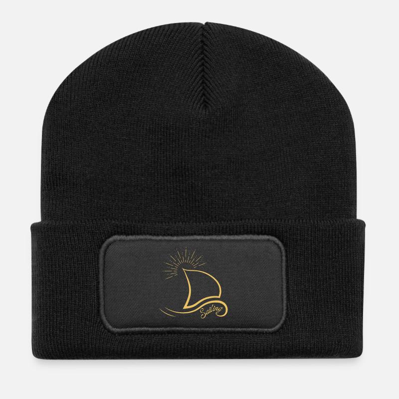 Sailing Minimalist - Sailing Yachting T-Shirt - Recycelte Patch Beanie - Schwarz