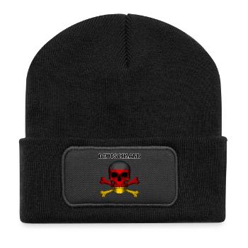 Skull Jolly Roger Pirate Flag Allemagne R6Z - Beanie recyclé à patch - noir - Devant